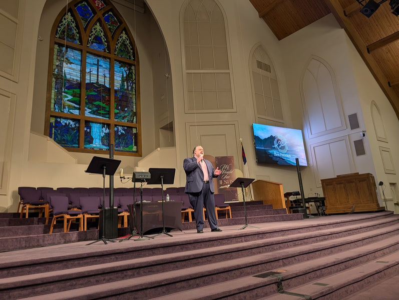 Ministering in a traditional sanctuary with stained glass